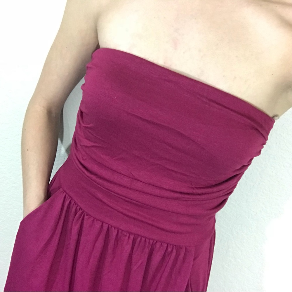 Wine Maxi Dress w Pockets - Picture 4 of 5